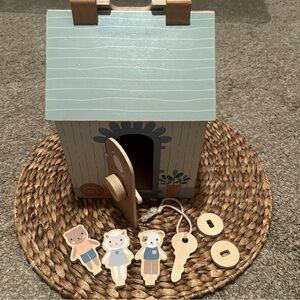 Wooden Playhouse with Animal Figures Montessori Kids Toys Learning